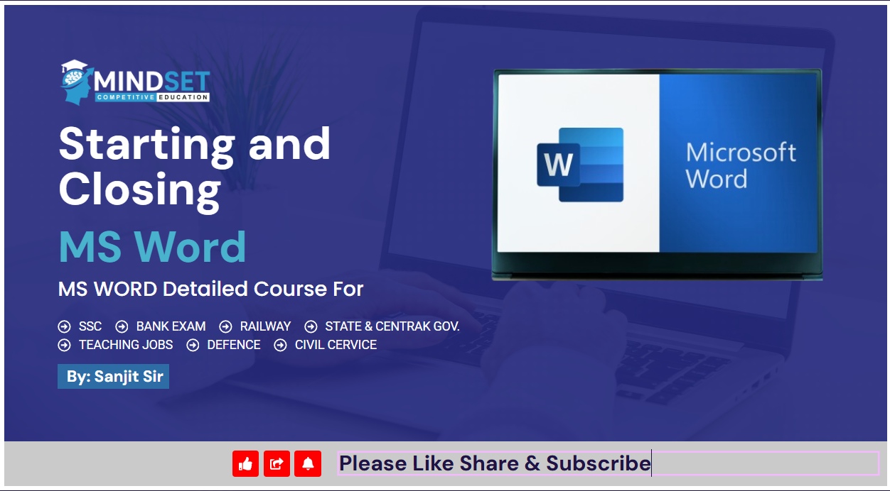 Starting and Closing MS Word – Complete Guide with Interface & MCQs