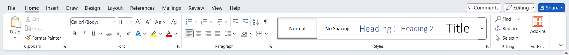 Microsoft Word Ribbon